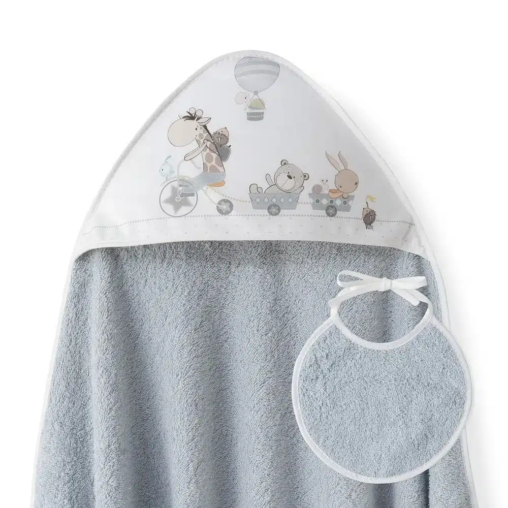 махровое банное полотенце с уголком и слюнявчиком размер 1*1метр Interbaby Испания