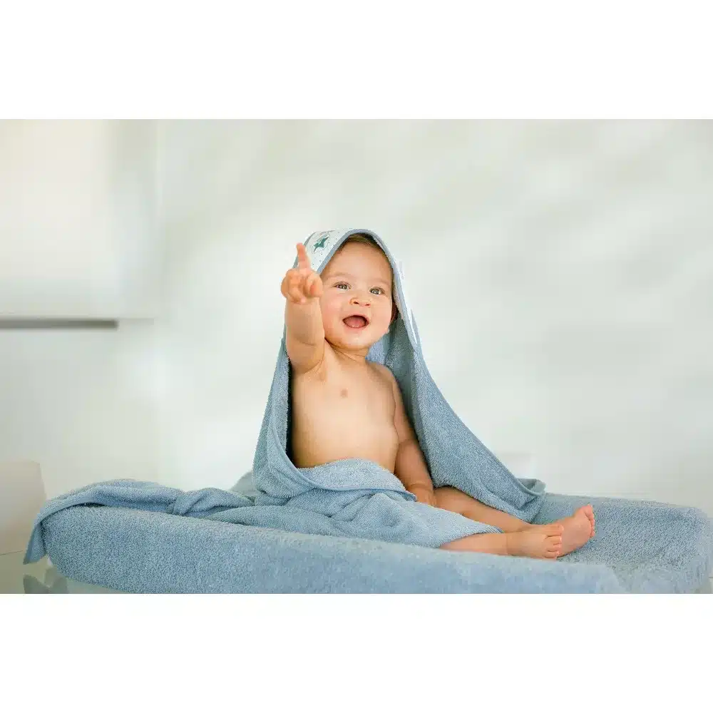 махровое банное полотенце с уголком и слюнявчиком размер 1*1метр Interbaby Испания — изображение 3