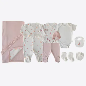 FLAMINGO 10 предметник для новорожденной девочки из органик хлопка Kitikate