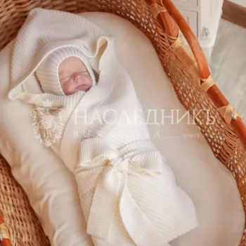 конверт – плед с капюшоном на выписку из роддома цв. кремовый Наследникъ Выжанова НВ2000-ЭК